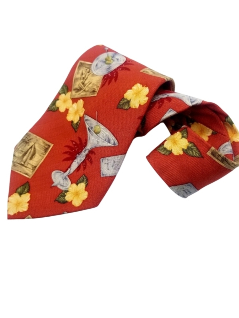 Tommy Bahama Paradise 100% silk Tie Martini,fun